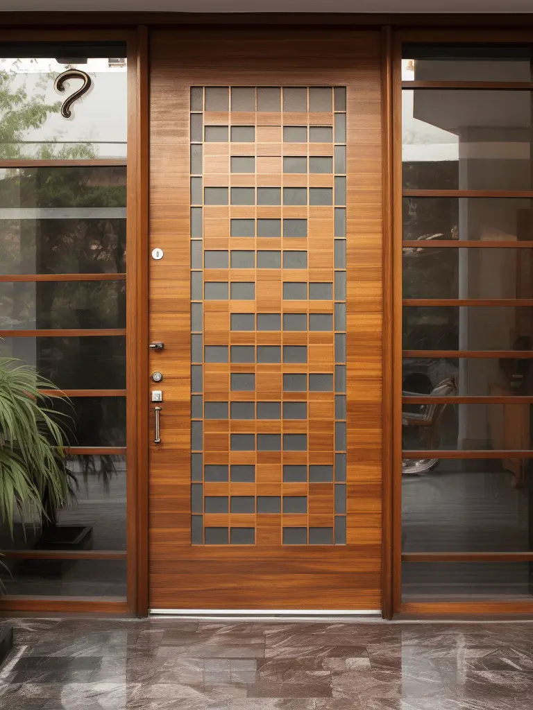 chequered-glass-panelled-teak-wood-door-design